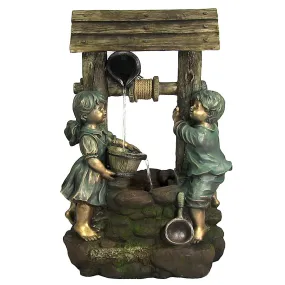 Sunnydaze Children at the Well Outdoor Water Fountain with LED Light - 39"
