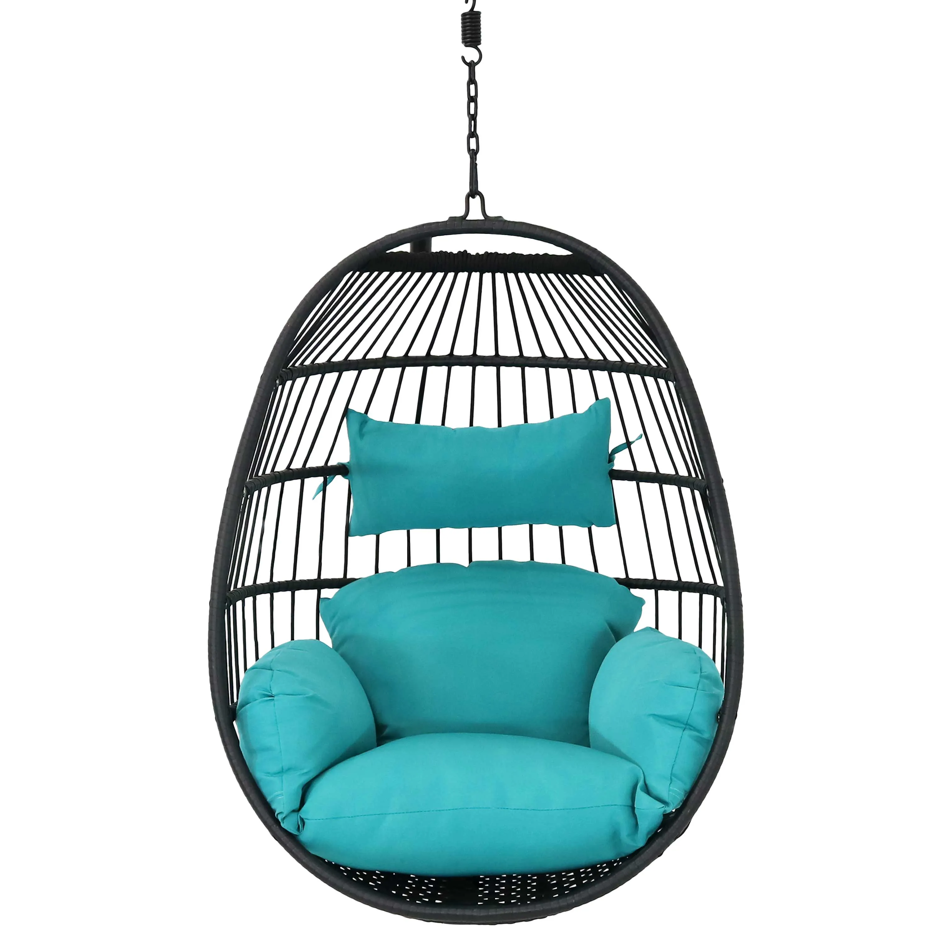 Sunnydaze Dalia Outdoor Hanging Egg Chair with Seat Cushions - 45"