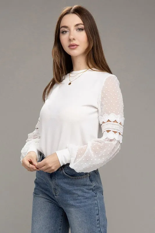 Sweet Blooms Swiss Dot Top
