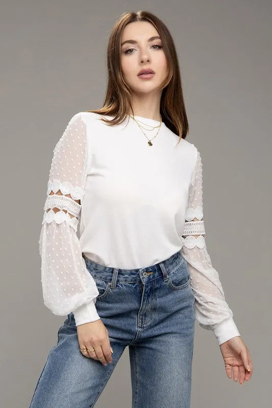 Sweet Blooms Swiss Dot Top