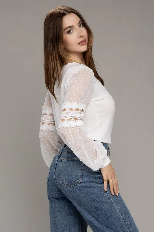 Sweet Blooms Swiss Dot Top
