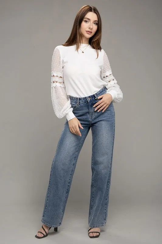Sweet Blooms Swiss Dot Top