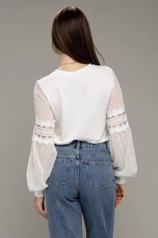 Sweet Blooms Swiss Dot Top