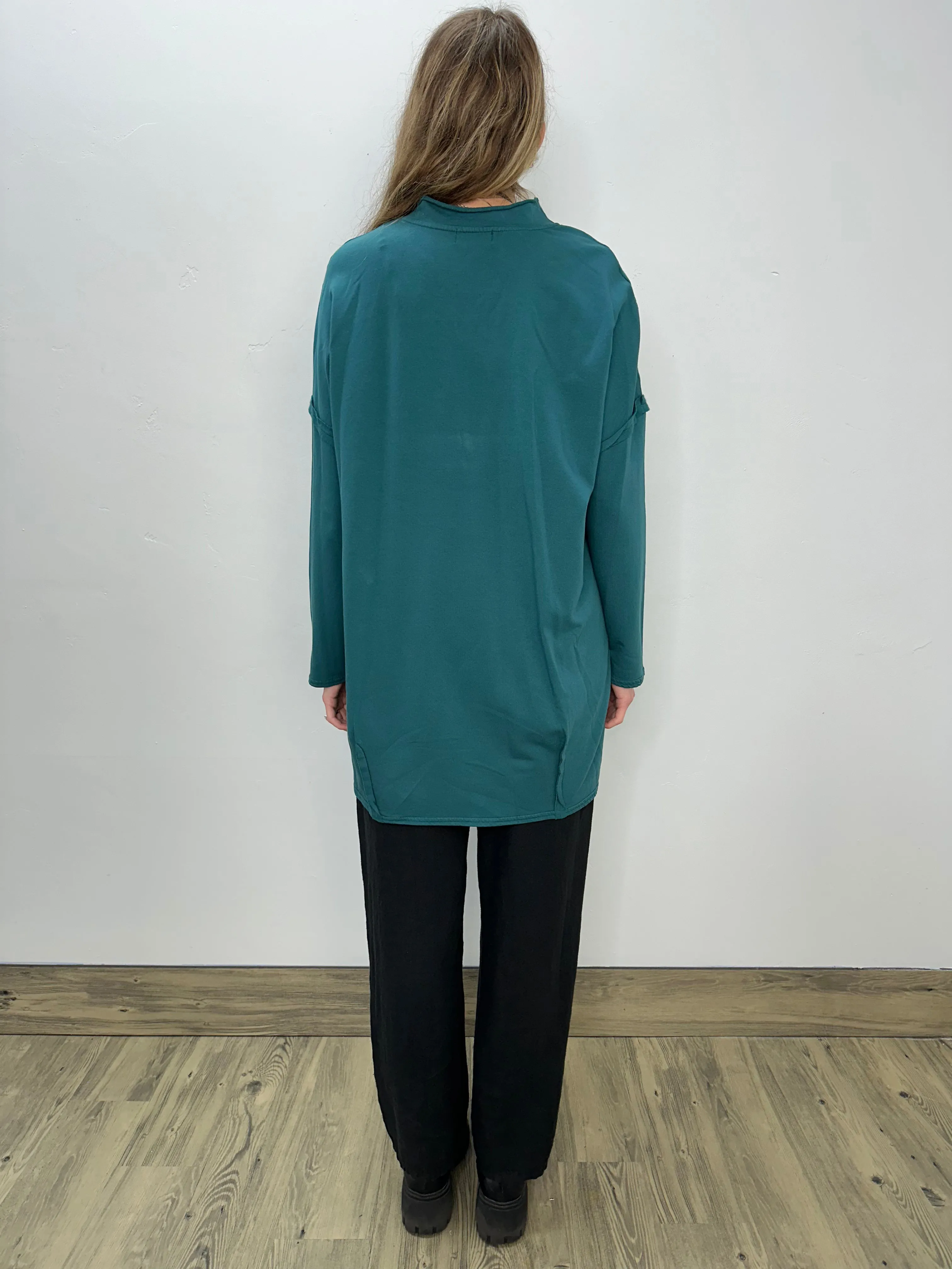 Teal Long Sleeve  Fleece Tunic