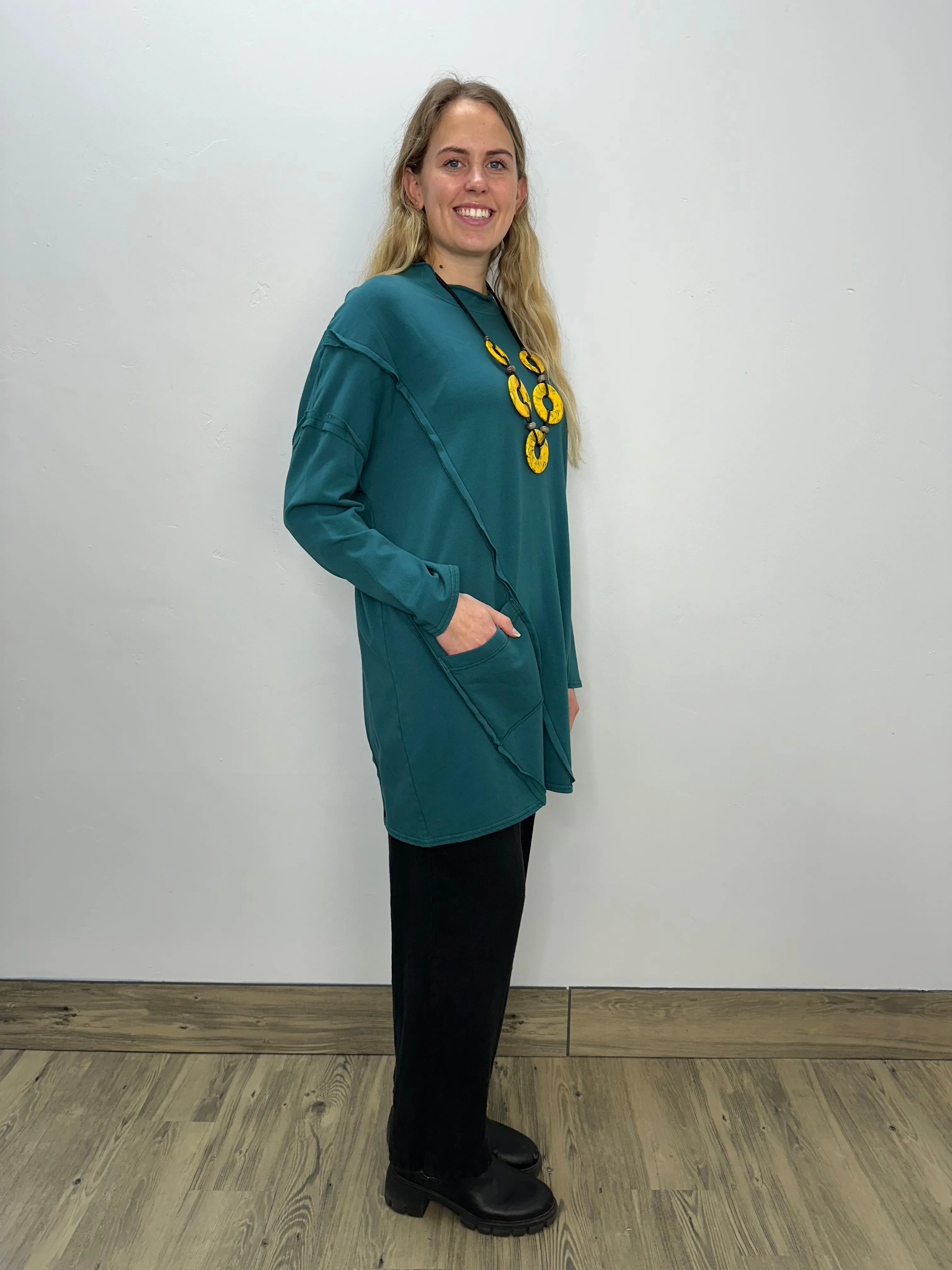 Teal Long Sleeve  Fleece Tunic