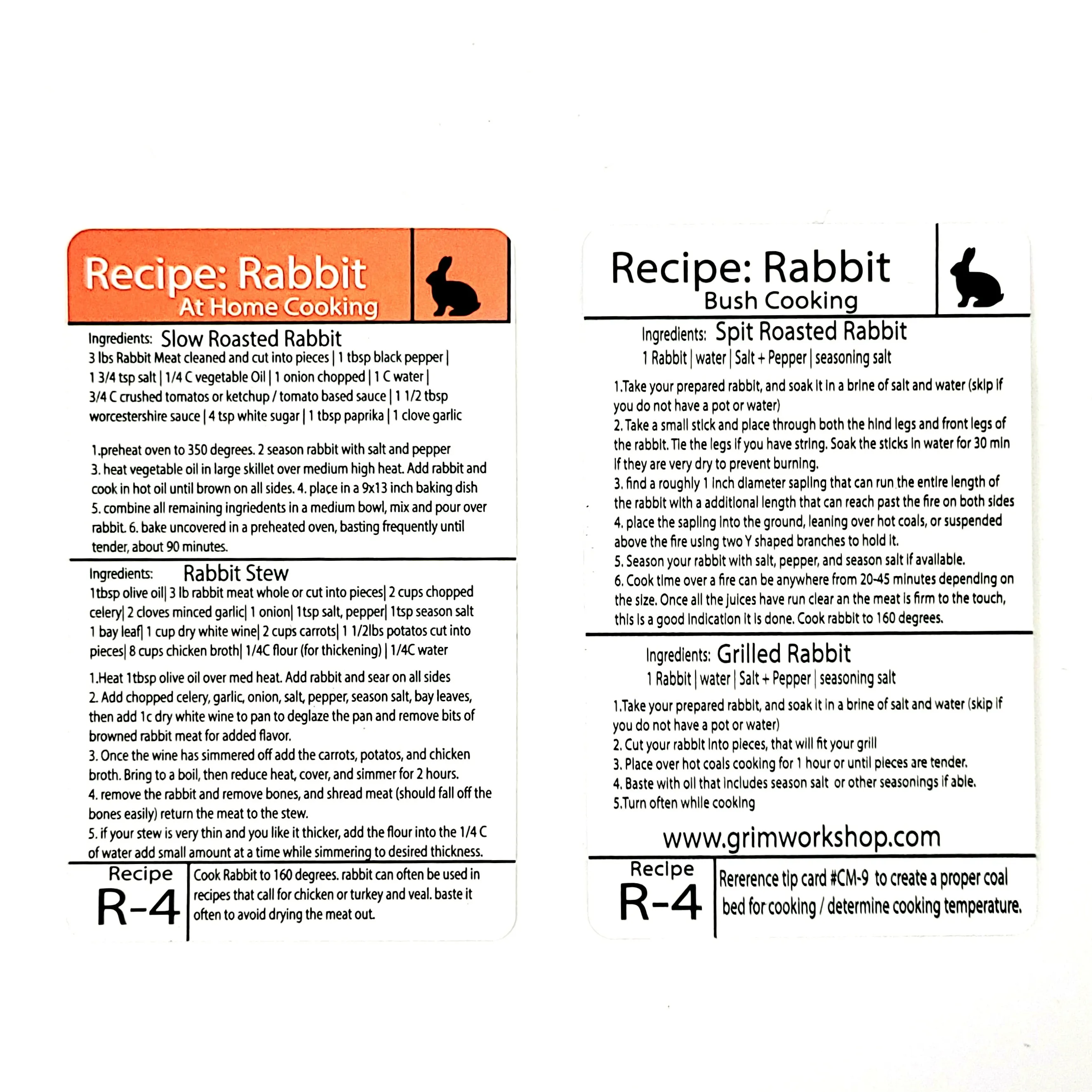 Tip Card R-4: How to Cook Rabbit Recipes