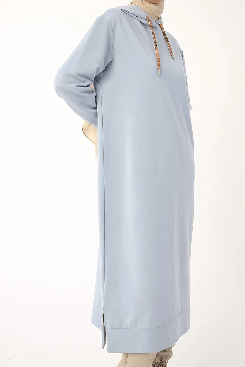 TLD Women Allday Light Blue Leopard Print Hooded Tunic with Laces - Bolingbrook