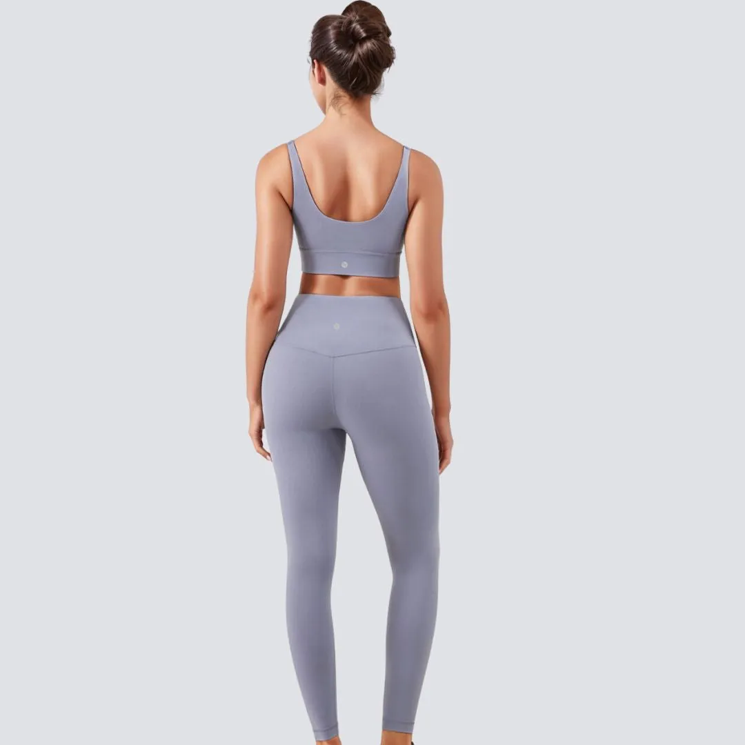 V-Neck Sports Bra - Blush Blue