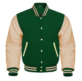 Varsity Jacket - Forest Green Cream
