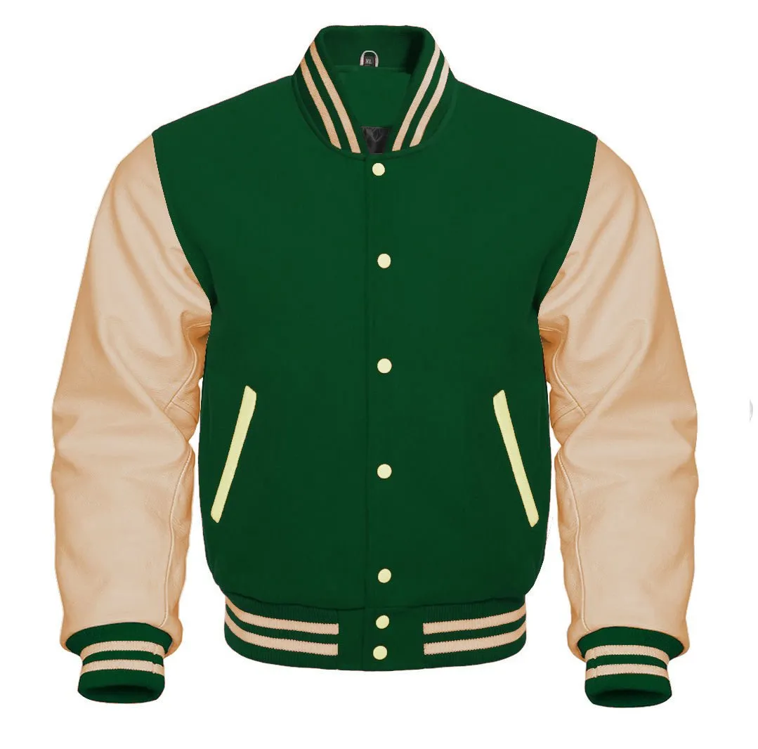 Varsity Jacket - Forest Green Cream