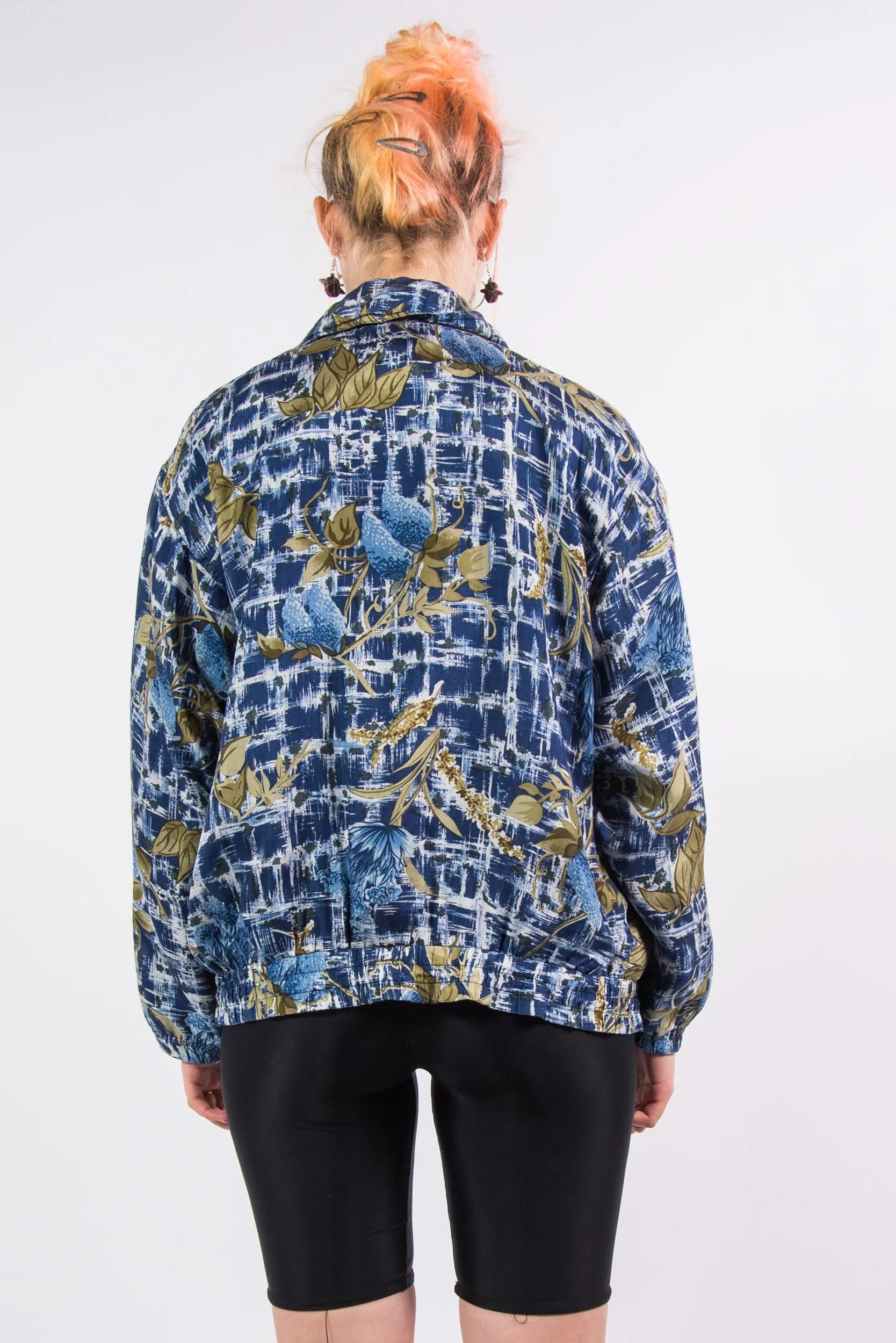 Vintage 90's Silk Floral Print Bomber Jacket