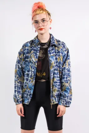 Vintage 90's Silk Floral Print Bomber Jacket
