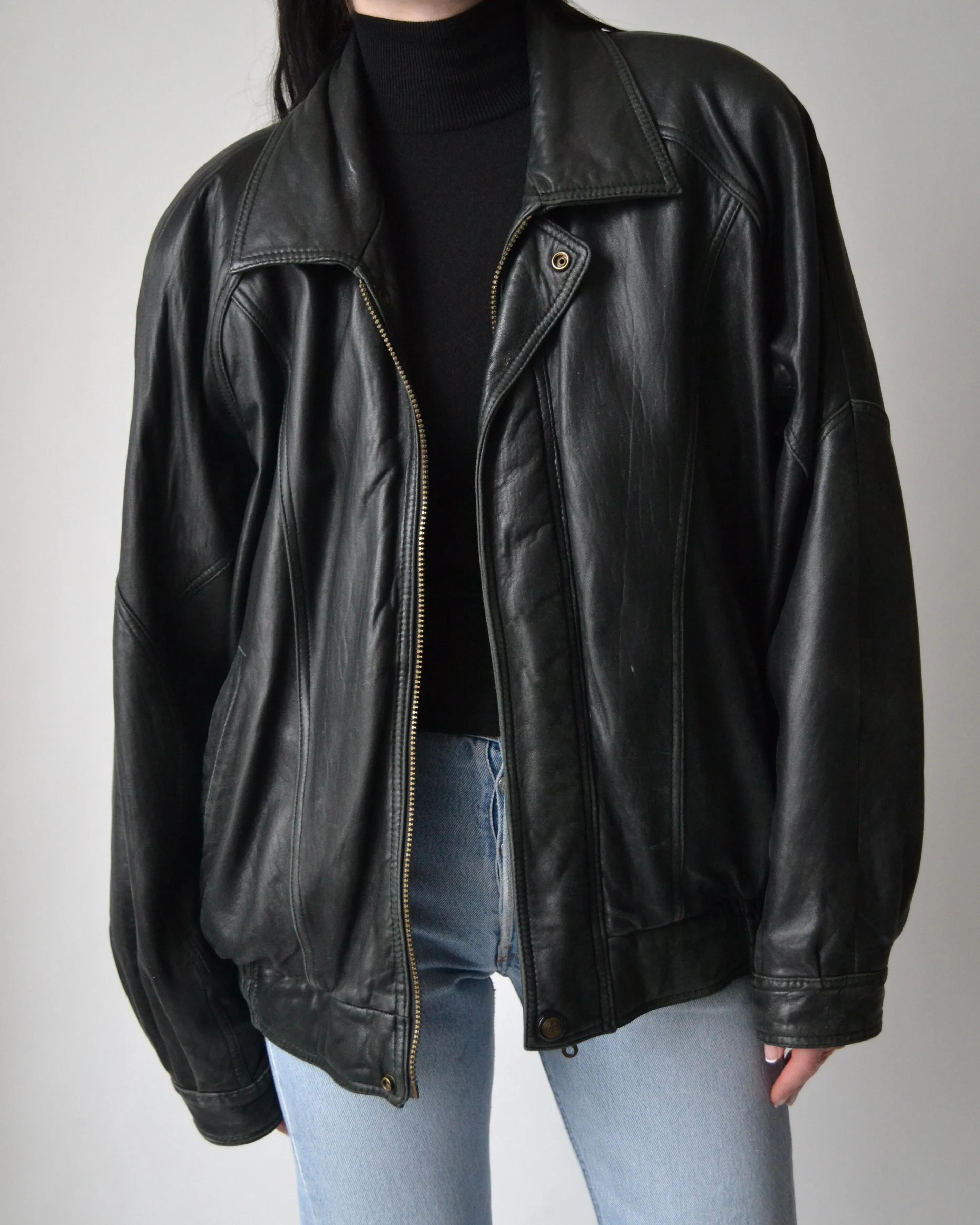 Vintage Black Danier Leather Bomber