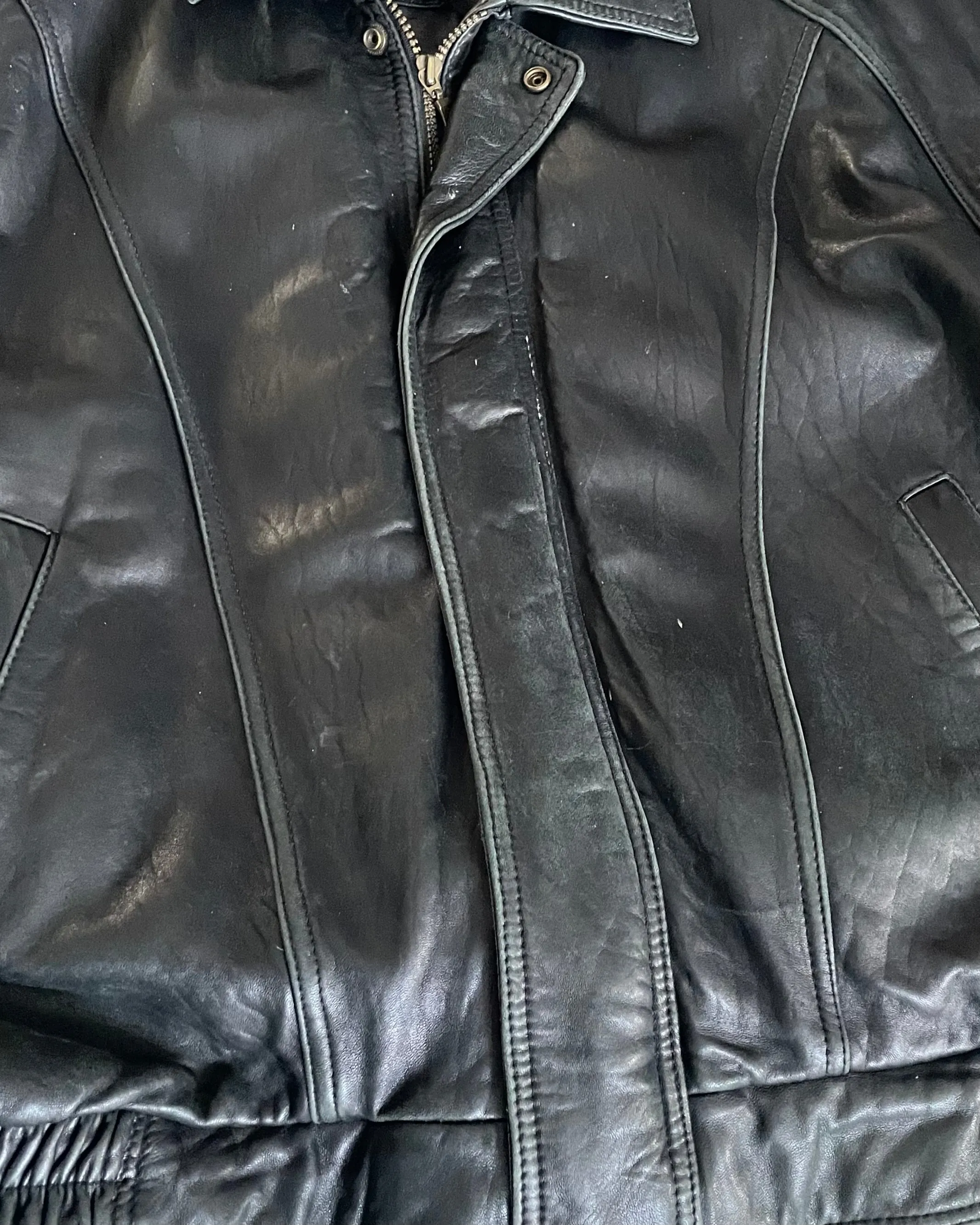 Vintage Black Danier Leather Bomber