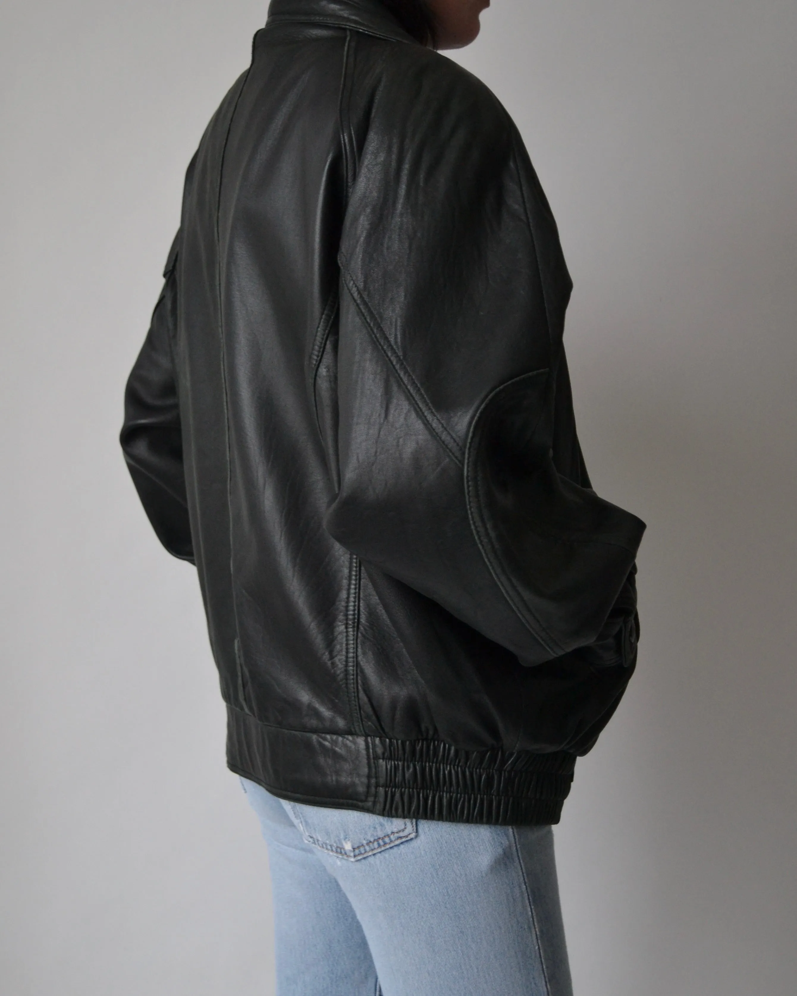 Vintage Black Danier Leather Bomber