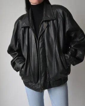 Vintage Black Danier Leather Bomber