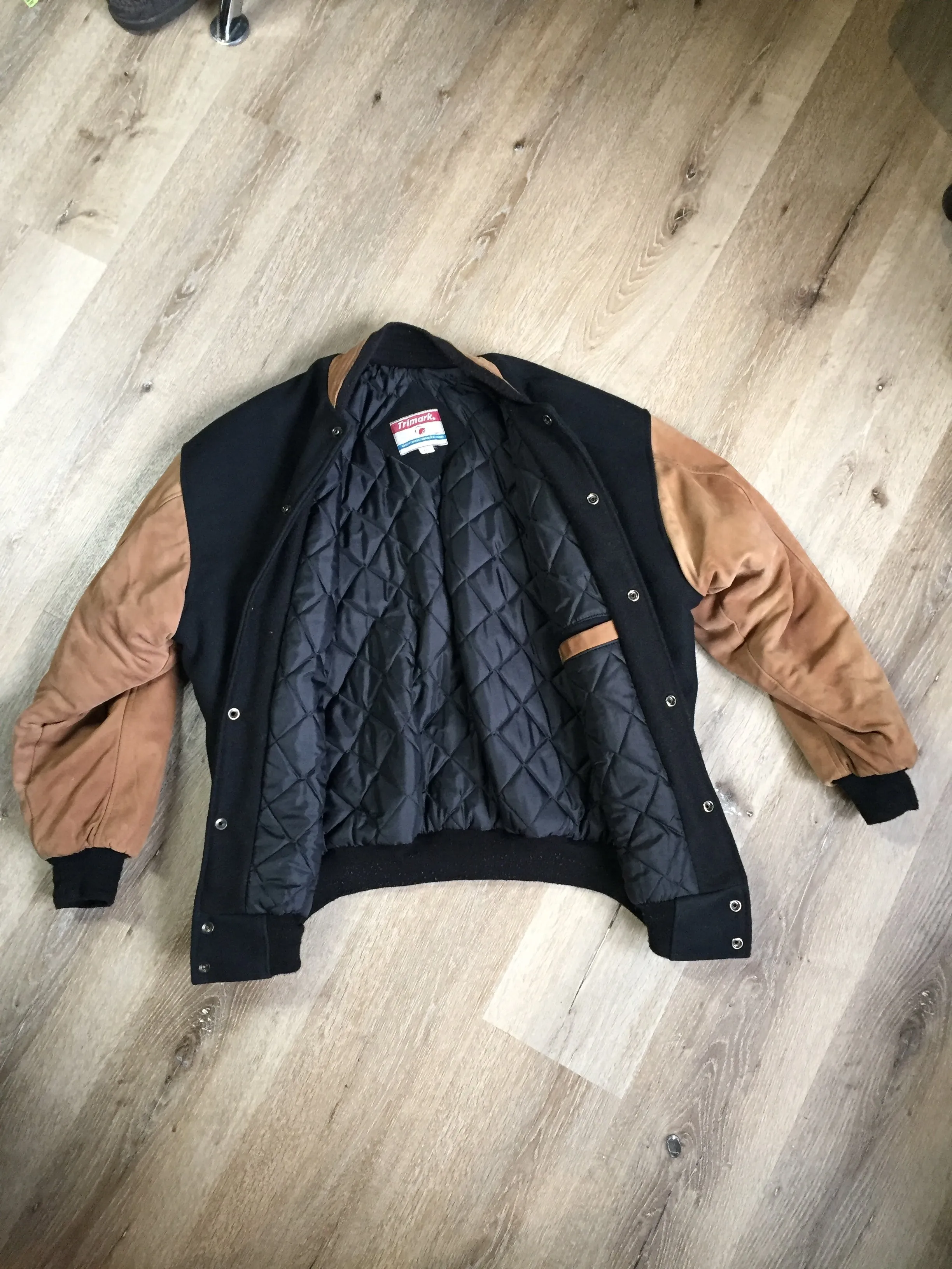 Vintage Trimark Black and Brown Varsity Jacket