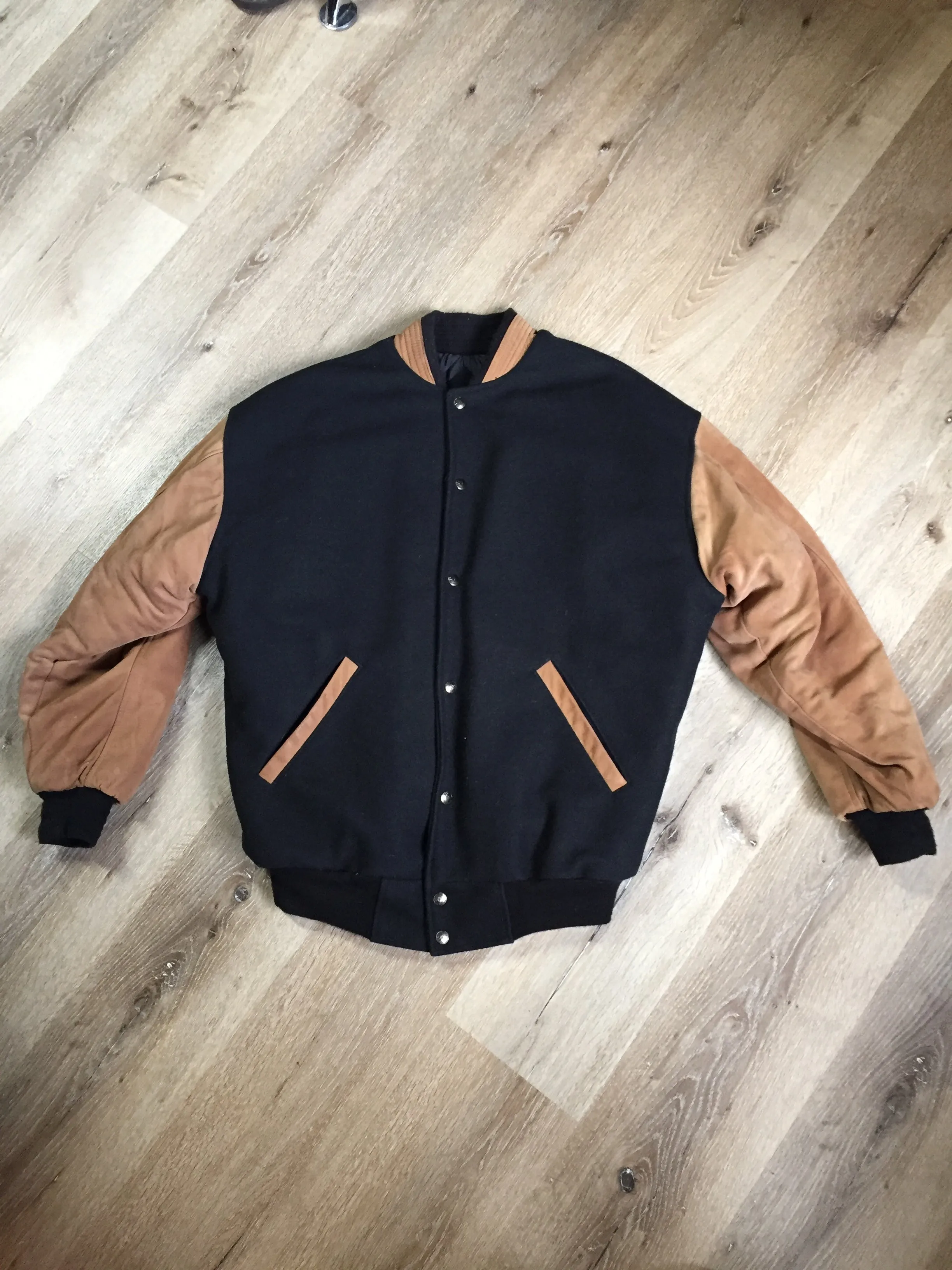 Vintage Trimark Black and Brown Varsity Jacket