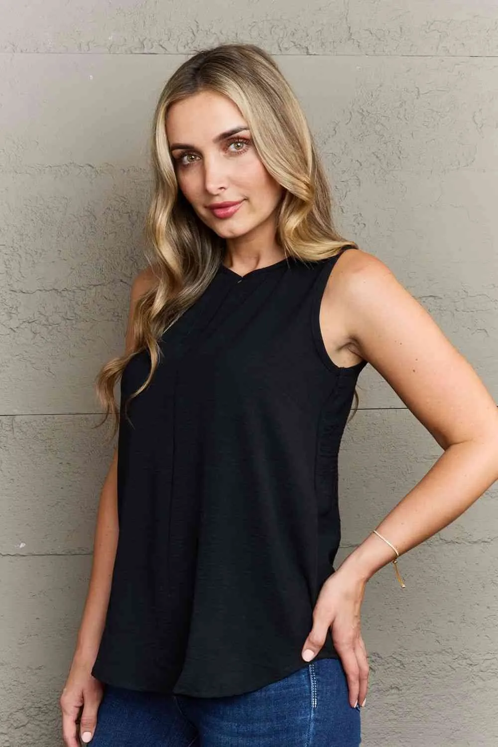 Women's Ninexis First Glance Sleeveless Neckline Slit Top