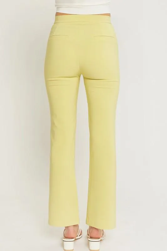 Woven solid long flared pants