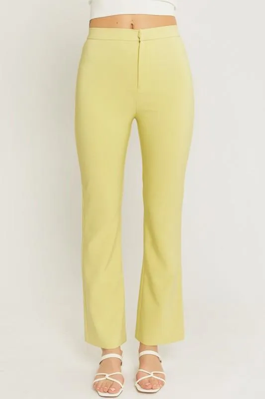 Woven solid long flared pants
