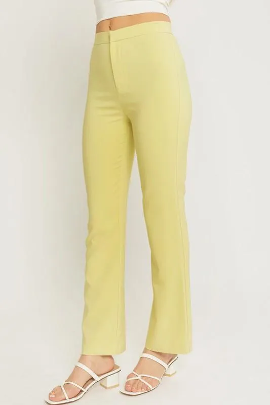Woven solid long flared pants