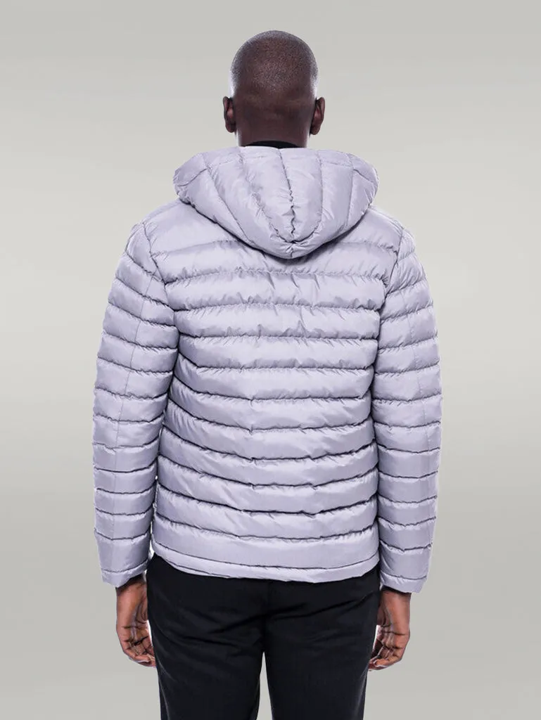 WSS Hooded Quilted Grey Men Coat  - Singen