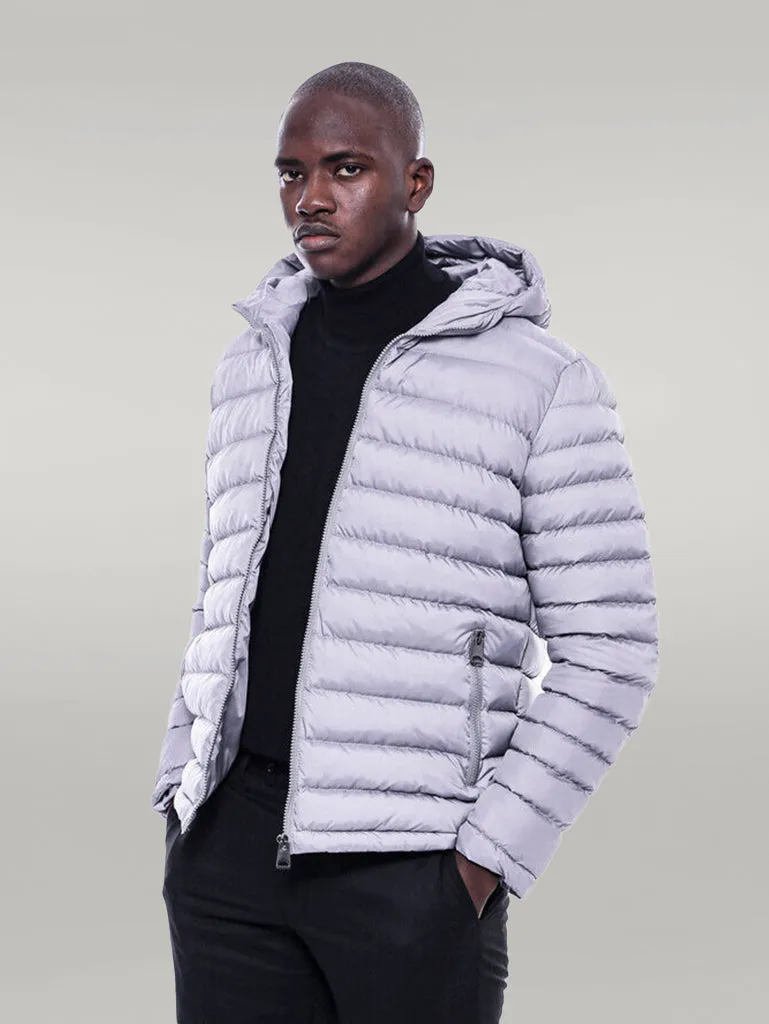 WSS Hooded Quilted Grey Men Coat  - Singen