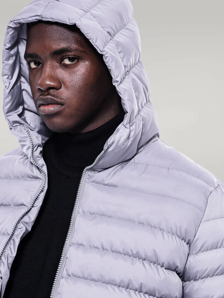WSS Hooded Quilted Grey Men Coat  - Singen