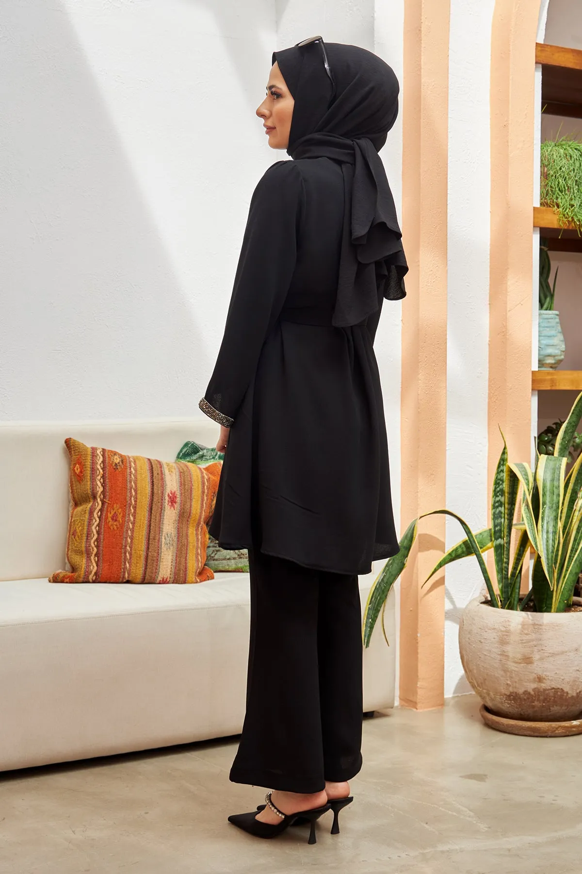 ZRF Women Spanish Flared Pants Tunic Set - Black - Antibes