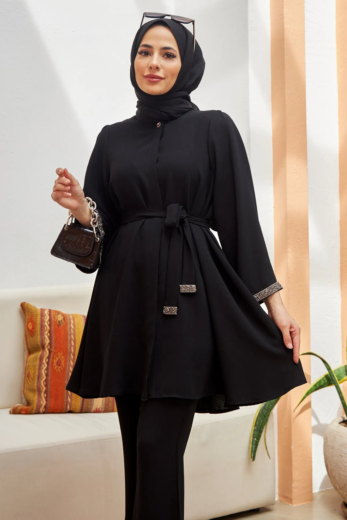 ZRF Women Spanish Flared Pants Tunic Set - Black - Antibes
