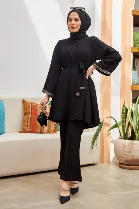 ZRF Women Spanish Flared Pants Tunic Set - Black - Antibes